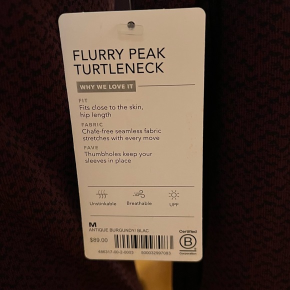 NWT Athleta Flurry Peak Turtleneck
Color: Burgundy/Black Size Medium - Picture 10 of 11